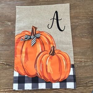 Harvest Pumpkin Monogram A garden Flag Size W12.5"x L 18”